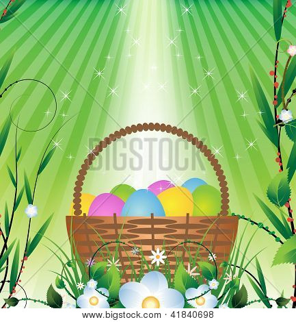 Luz del sol y la canasta de Pascua