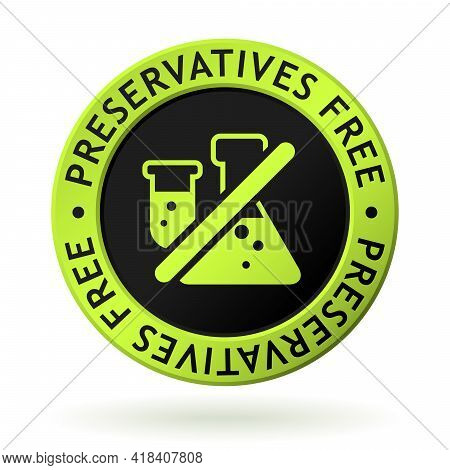 Vector Green Medal With Symbol Of Preservatives Free