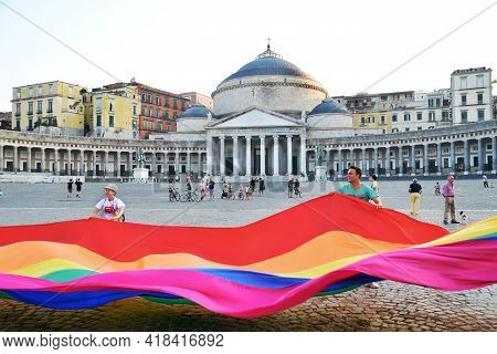 Naples, Italy-july 11, 2015: Some Participants In Gay Pride Every Year Brings Together Thousands Of 