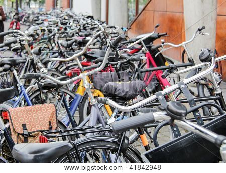 Detail Of Bikes Parked In The Street