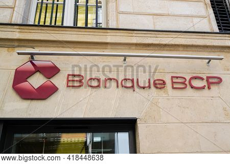 Bordeaux , Aquitaine France - 04 22 2021 : Bcp Banque De Commerce Et De Placements Text Sign And Bra