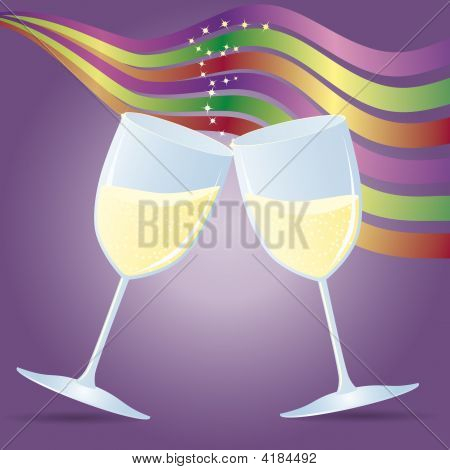 Coppe di Champagne e nastri