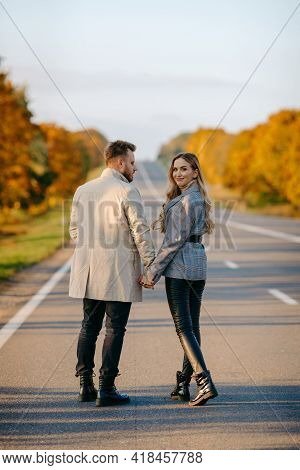 Couple In Love Go On The Road
