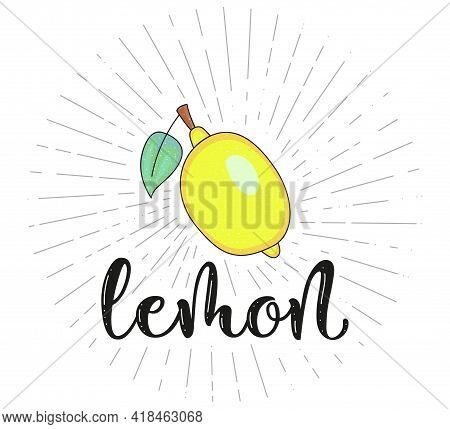 Lemon - Fruit Symbol For Farm Market Menu. Healthy Food Design. Vector Stock Illustration