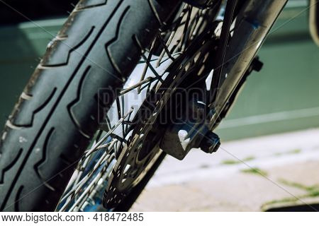 Reims France April 26, 2021 Royal Enfield 500cc Motorcycle Parked In The Streets Of Reims