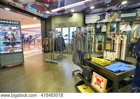 KUALA LUMPUR, MALAYSIA - CIRCA JANUARY, 2020: interior shot of Oakley store in Suria KLCC shopping mall in Kuala Lumpur.