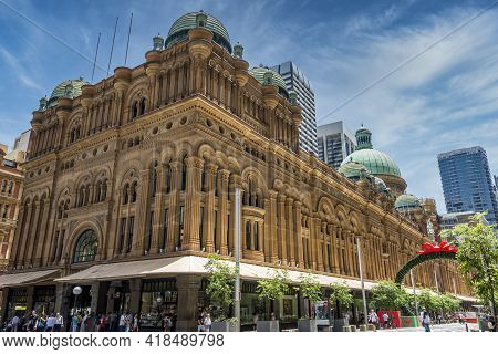 Sydney, Australia - Dec 16, 2018: The Iconic Queen Victoria Building (qvb), Viewed From George Stree