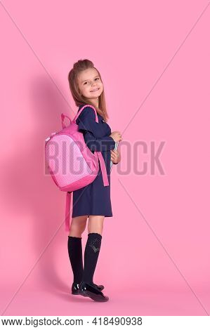 Back To School Concept Half Turned Photo Portrait Of Lovely Conf