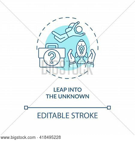 Leap Into The Unknown Concept Icon. Voluntarily Leap To New Career, Location Idea Thin Line Illustra