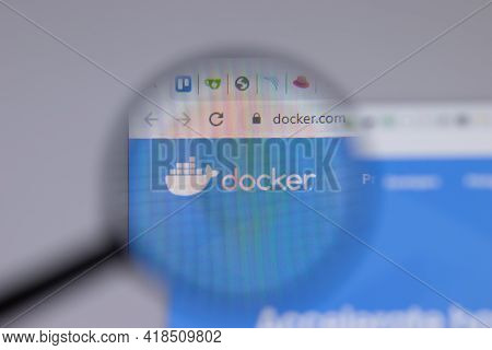 New York, Usa - 26 April 2021: Docker Logo Close-up On Website Page, Illustrative Editorial
