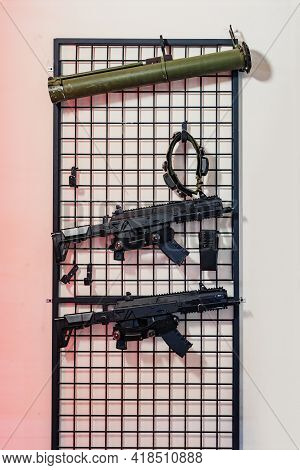 Set Of Plastic Game Guns For Kids In Amusement Park, Safe Shooting Range, Shooting Training