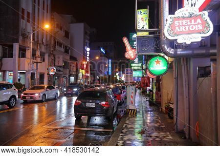Hualien, Taiwan - November 24, 2018: Night City View Of Hualien, Taiwan. Hualien Is One Of The Bigge