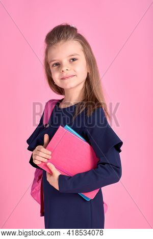 Back To School Concept Half Turned Photo Portrait Of Lovely Conf