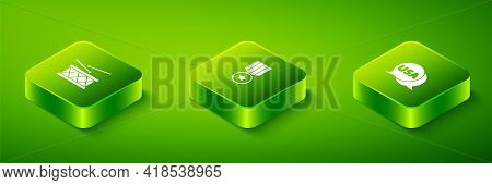 Set Isometric Medal With Star, Usa Label And Drum And Drum Sticks Icon. Vector