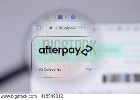 New York, Usa - 26 April 2021: Afterpay Logo Close-up On Website Page, Illustrative Editorial
