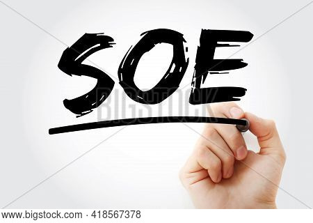 Soe - Standard Operating Environment Acronym With Marker, Technology Concept Background