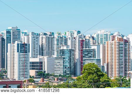 Cityscape Of Gleba Palhano Neighborhood At Londrina City, Pr, Brazil. High Density Area Of Commercia