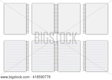 Realistic Book Cover. Notebook Mockup Isolated. Ruled Notepads. Book Cover For Paper Design. Vector 