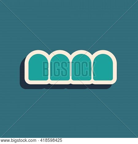 Green Dentures Model Icon Isolated On Green Background. Teeth Of The Upper Jaw. Dental Concept. Long