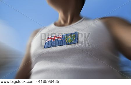 The National Flag Of Pitcairn Islands On The Athletes Chest