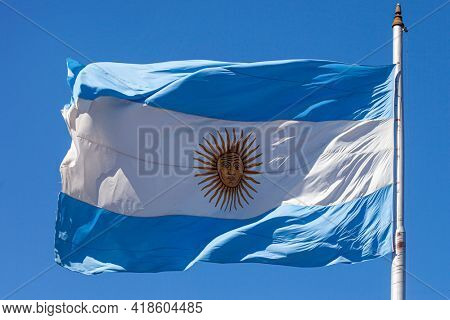 Argentine flags at Plaza de Mayo in Buenos Aires