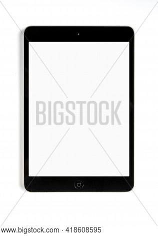 Paris - France - March 23, 2021 : Ipad Tablet Pc Blank Mockup Template, White Background
