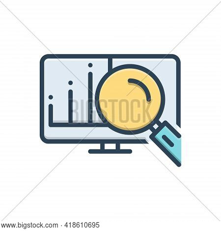 Color Illustration Icon For Actuarial Magnifying Display Data Actuary