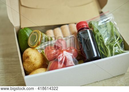 Food Box Meal Kit Of Fresh Ingredients And Recipe Blank Order From A Meal Kit Company