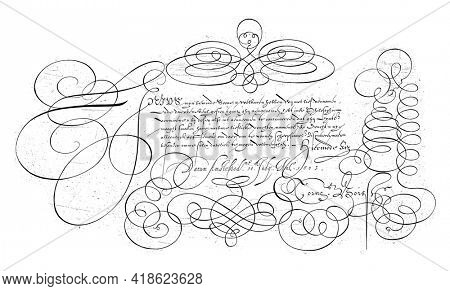 The text is in the center in a frame of calligraphic decoration. From a series of 34 sheets.