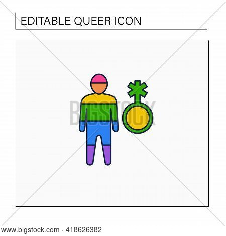Queer Line Icon. Gender Minorities Are Not Heterosexual Or Cisgender. Lgbtq Community Concept. Isola