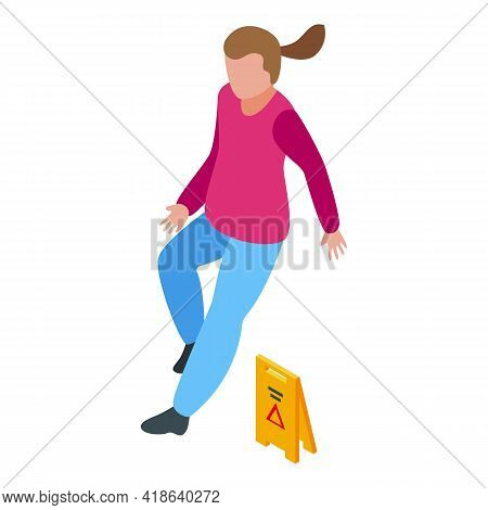 Floor Careless Person Icon. Isometric Of Floor Careless Person Vector Icon For Web Design Isolated O