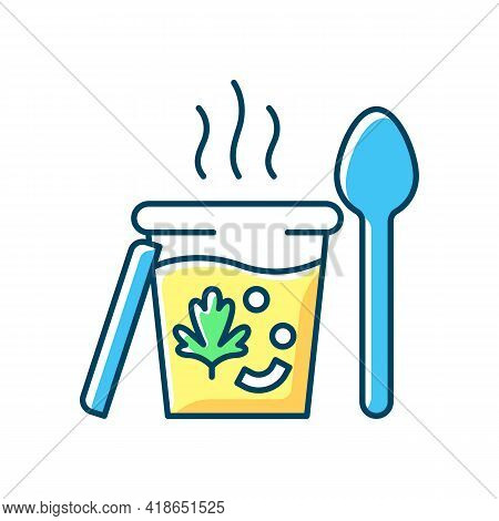 Takeaway Soups Rgb Color Icon. Liquid Food With Meat, Vegetables. Broth, Chowder. Nutritious Dinner 