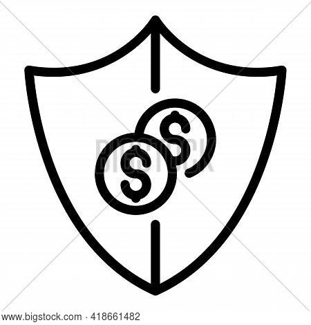 Secured Shield Compensation Icon. Outline Secured Shield Compensation Vector Icon For Web Design Iso
