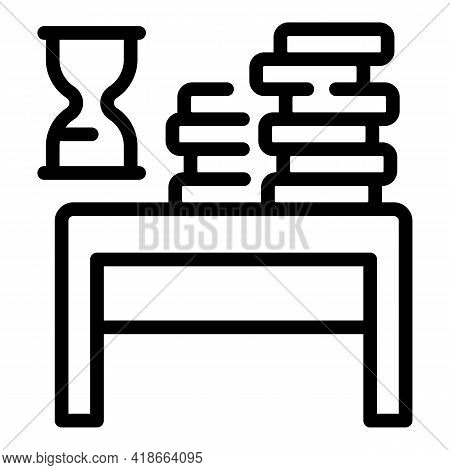 Book Stack Desktop Icon. Outline Book Stack Desktop Vector Icon For Web Design Isolated On White Bac