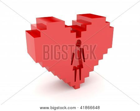 3D kalp. Şekil eller içinde. Konsept illüstrasyon.