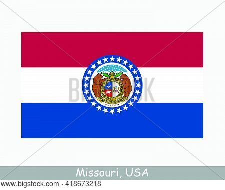 Missouri Usa State Flag. Flag Of Mo, Usa Isolated On White Background. United States, America, Ameri