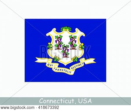 Connecticut Usa State Flag. Flag Of Ct, Usa Isolated On White Background. United States, America, Am