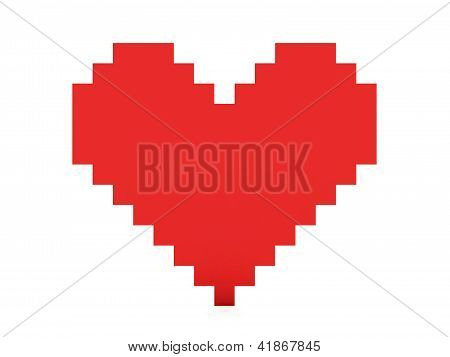 Piksel kalp. Konsept illüstrasyon.