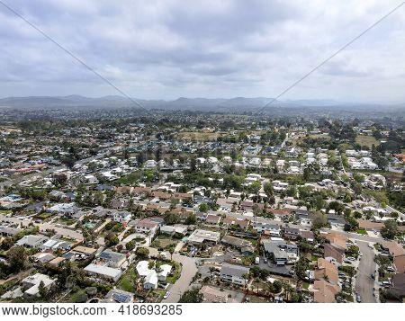 Aerial View Of Cardiff Town, Community In The Incorporated City Of Encinitas In San Diego County, Ca