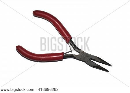 Pliers With Red Handles On A White Background