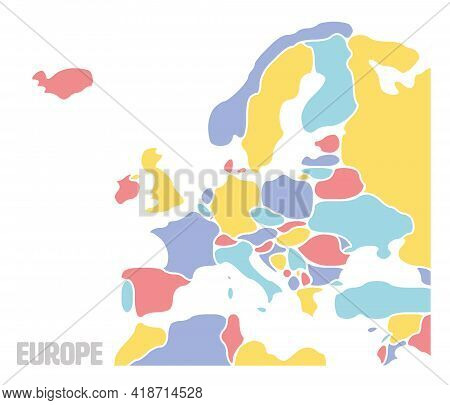 Simplified Schematic Map Of South America. Blank Isolated Continent Political Map Of Countries. Gene