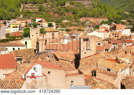 Landscape with village Pratdip in Spanish Catalunya