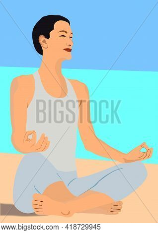 Girl Doing Exercises And Stretching On The Home Floor. Young Girl Isolated Exercise Alone At Home