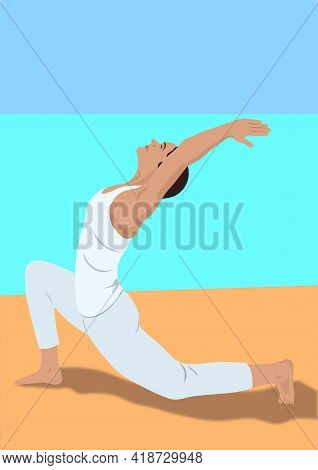 Girl Doing Exercises And Stretching On The Home Floor. Young Girl Isolated Exercise Alone At Home
