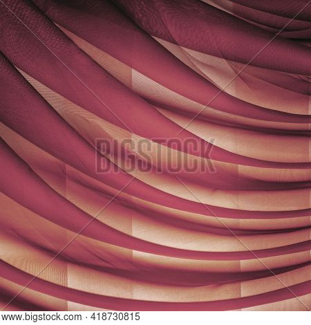 Horizontal Folds On Organza Curtains For Background And Design