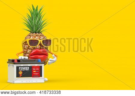 Fun Cartoon Fashion Hipster Cut Pineapple Person Character Mascot And Rechargeable Car Battery 12v A