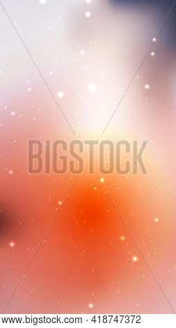 Dark Orange Vector Background With Galaxy Stars. Glitter Abstract Illustration With Colorful Cosmic 