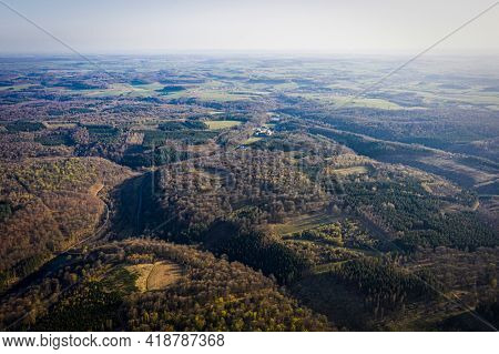 Aerial view of orval abbey in the forest, Villers-Devant-Orval, Belgium ardennes 