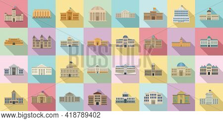 Parliament Icons Set. Flat Set Of Parliament Vector Icons For Web Design