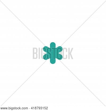 Blue Asterisk Footnote Icon. Asterisk Sign. Flat Icon Of Asterisk Isolated On White Background. Vect
